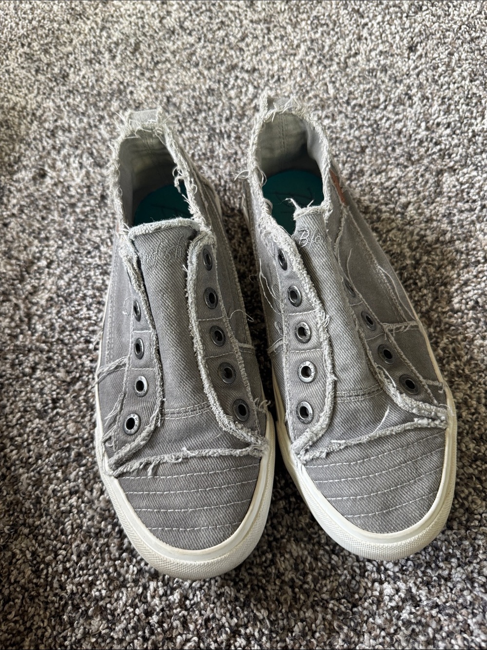 Women’s Gray Slip-On Frayed Canvas Sneakers